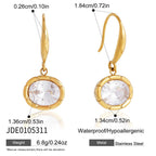 18K Gold Sway Bezel CZ Stone Dangle Earrings