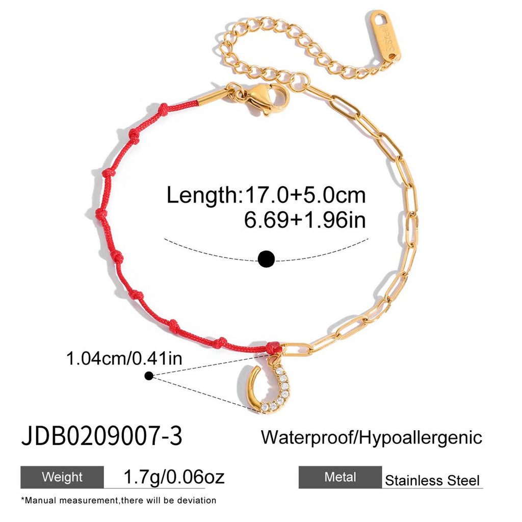 18K Gold Grace Knot Red String Lucky Charm Dainty Bracelet