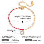 18K Gold Grace Knot Red String Lucky Charm Dainty Bracelet