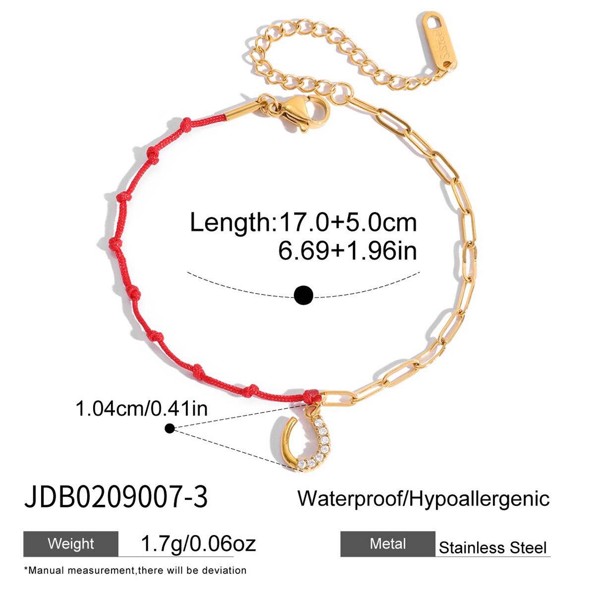 18K Gold Grace Knot Red String Lucky Charm Dainty Bracelet