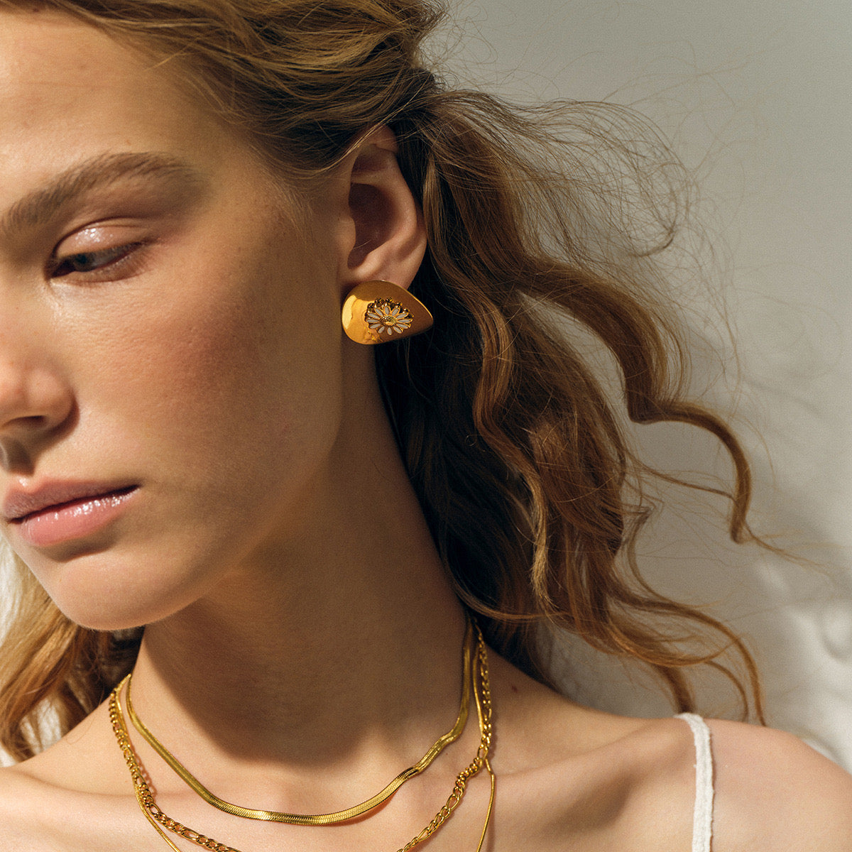 18K Gold Summer Daisy Statement Stud Earrings