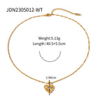 18K Gold Bejeweled Heart Pendant Statement Necklace