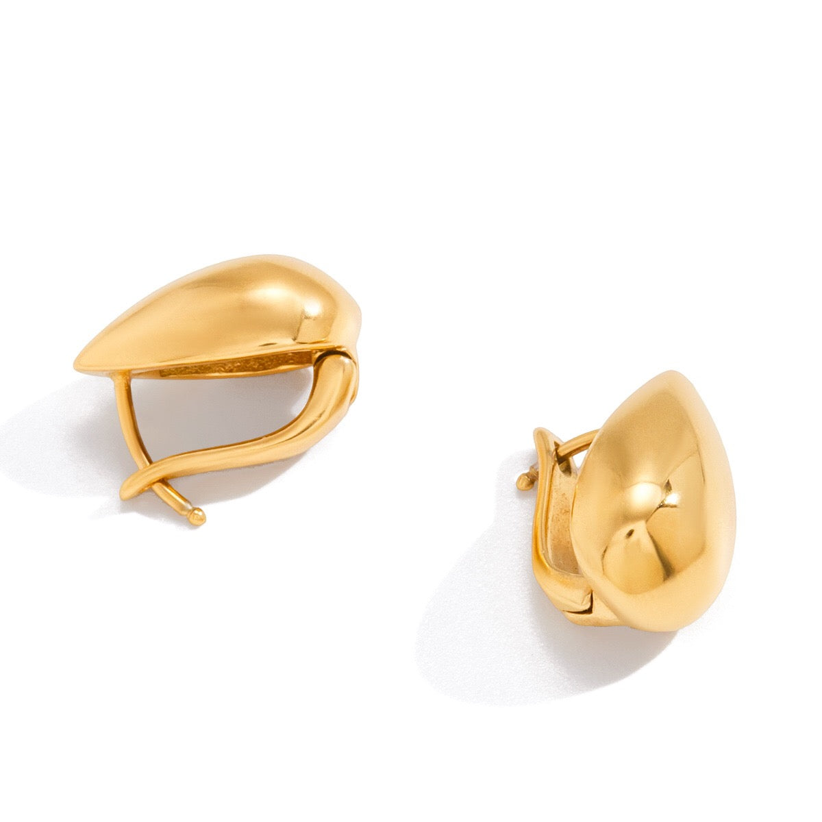 18K Gold Sunkissed Teardrop Statement Stud Earrings Ear Cuff Set