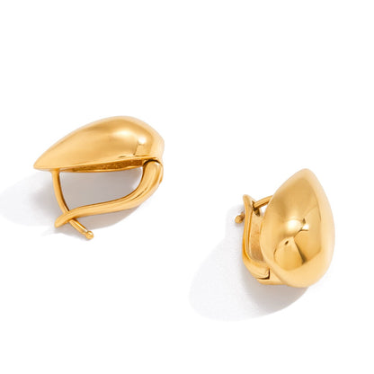 18K Gold Sunkissed Teardrop Statement Stud Earrings Ear Cuff Set