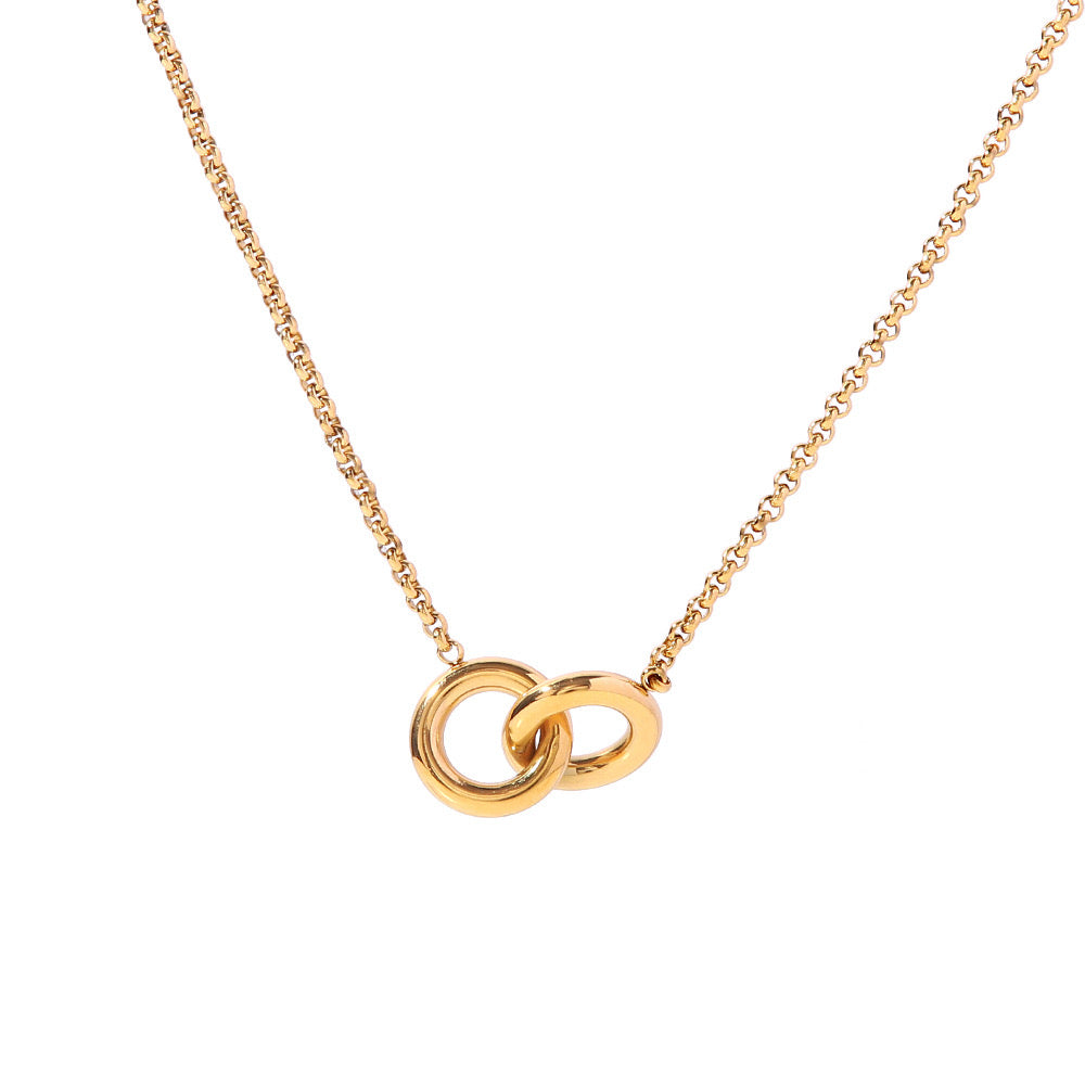 18K Gold Interlocked Chain Pendant Necklace