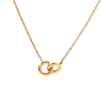 18K Gold Interlocked Chain Pendant Necklace