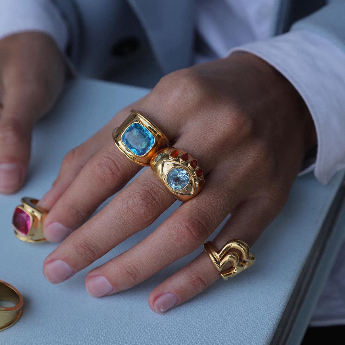 18K Gold Power Pink Statement Cocktail Ring