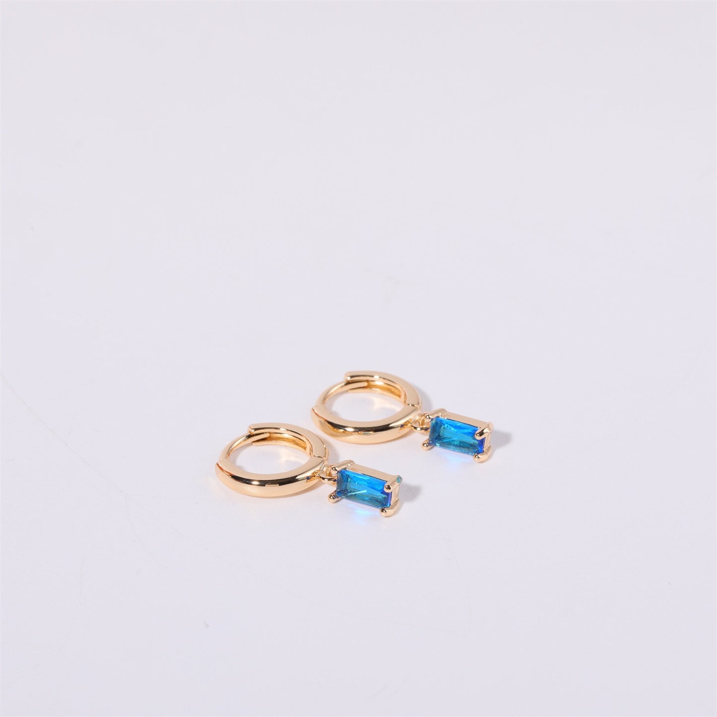 14K Gold Minimalist Birthstone Huggie Earrings