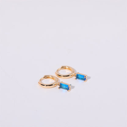 14K Gold Minimalist Birthstone Huggie Earrings