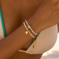 18K Gold Pastel Color Beaded Chain Bracelet