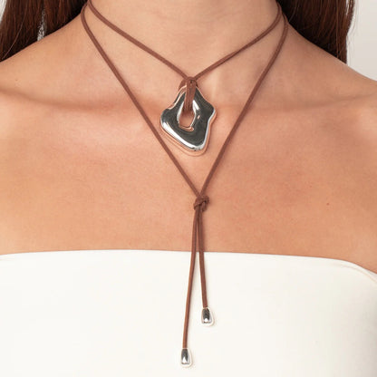18K Gold Free Flow Geometric Statement Pendant Necklace