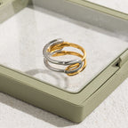 18K Gold Bling Connected Paperclip Statement Band Ring