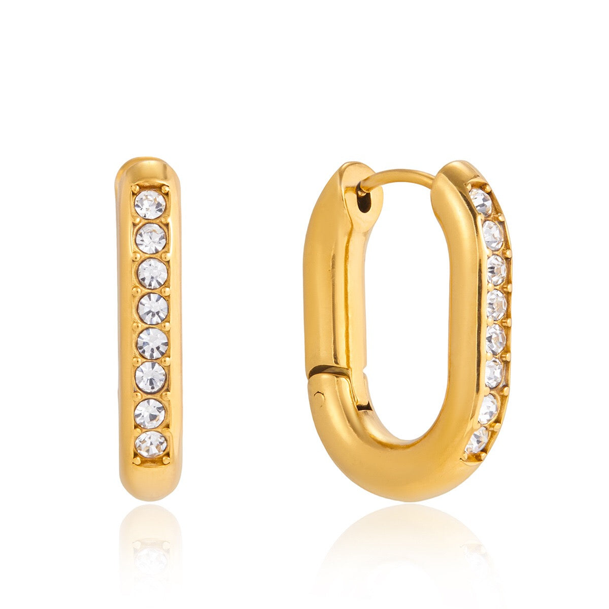 18K Gold and Silver Midnight Tease CZ Small Hoop Huggie Earrings