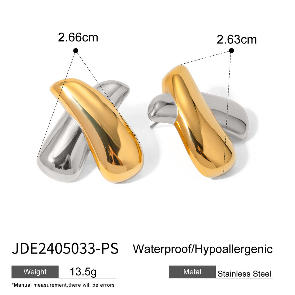 18K Gold Chunky X Statement Stud Earrings