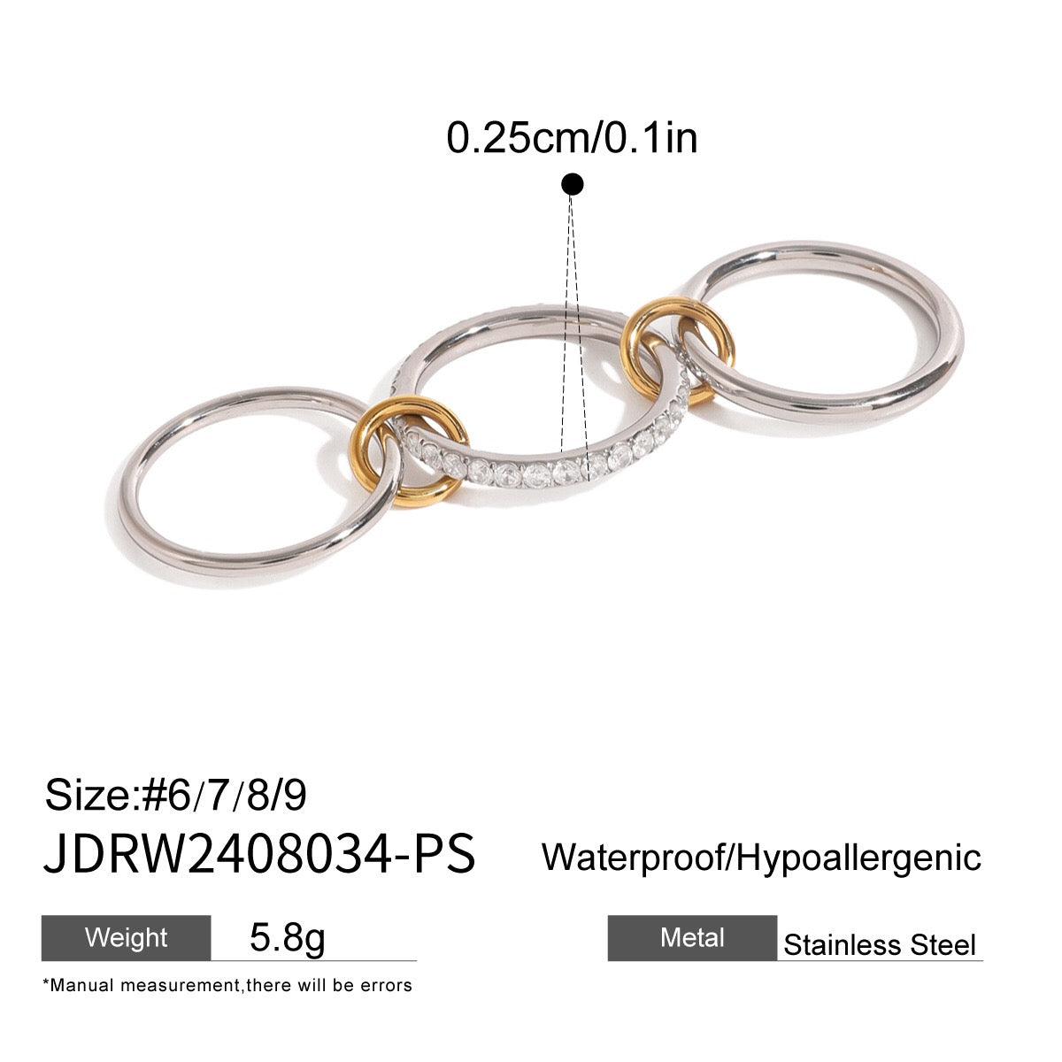 18K Gold Two Tone Connected Multi Layers Spinelli Stacking Rings