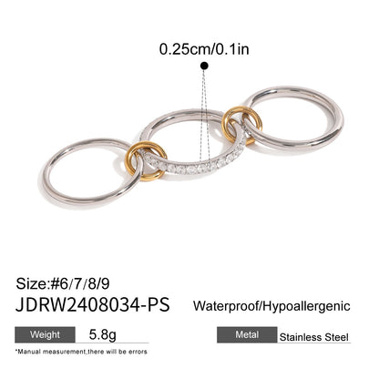 18K Gold Two Tone Connected Multi Layers Spinelli Stacking Rings