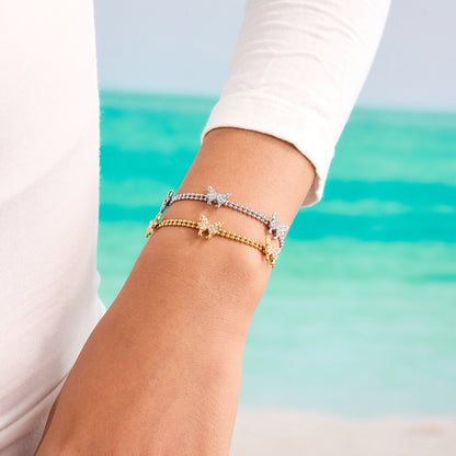 18K Gold Flutter Pave Butterfly Chain Bracelet