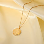18K Gold Celestial Coin Pendant Necklace