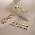 18K Gold Tiny Stars Flat Back Stud Nap Earrings Set