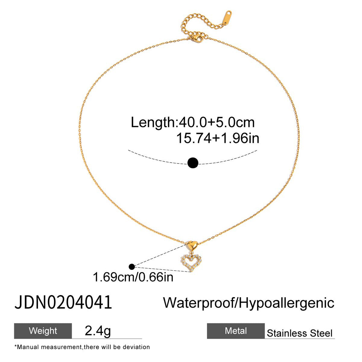 18K Gold Heart to Heart Dainty Pendant Necklace