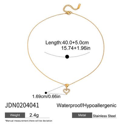 18K Gold Heart to Heart Dainty Pendant Necklace