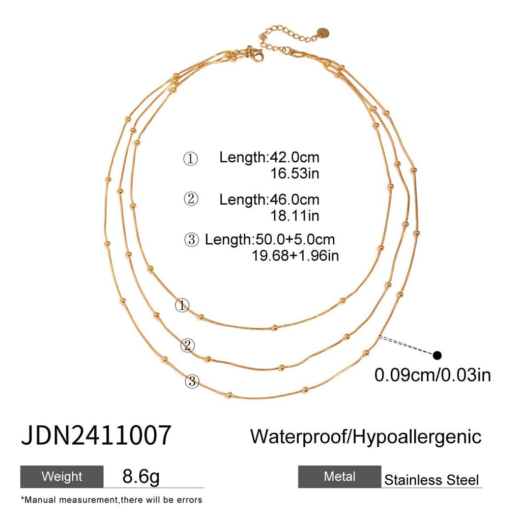 18K Gold Dainty Beaded Chain Layered Necklace Set