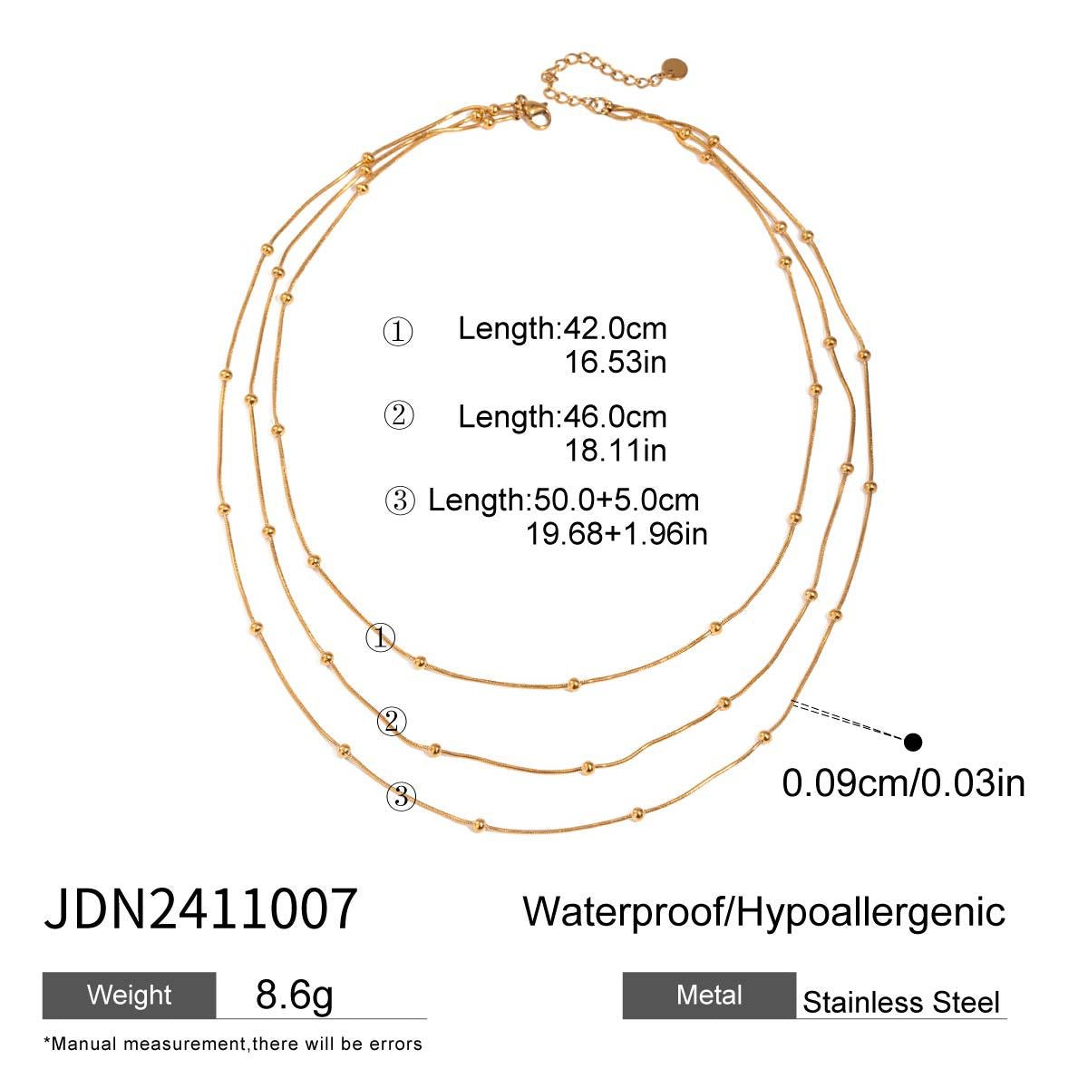 18K Gold Dainty Beaded Chain Layered Necklace Set