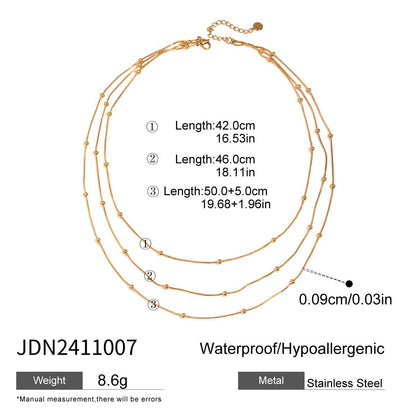 18K Gold Dainty Beaded Chain Layered Necklace Set