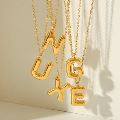 18K Gold Balloon Initial Pendant Necklace