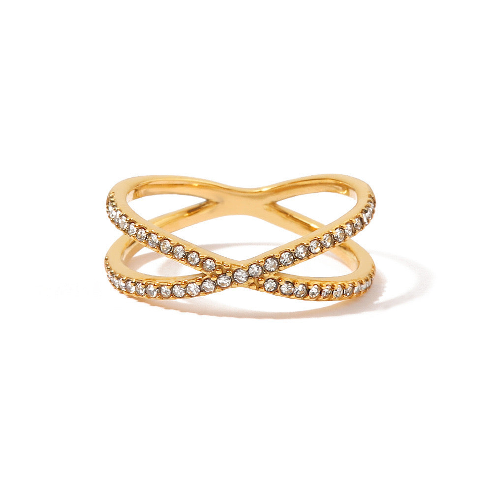 18K Gold Cross Stacking Ring