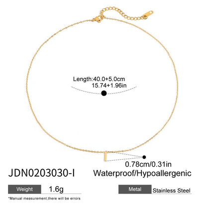 18K Gold Minimalist Initial Letter Dainty Chain Necklace