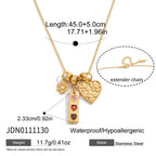 18K Gold Love in Bloom Pink Heart Flower Pendant Charm Necklace
