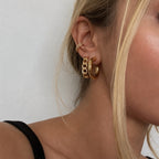 18K Gold Chic Links Chain Hoop Earrings