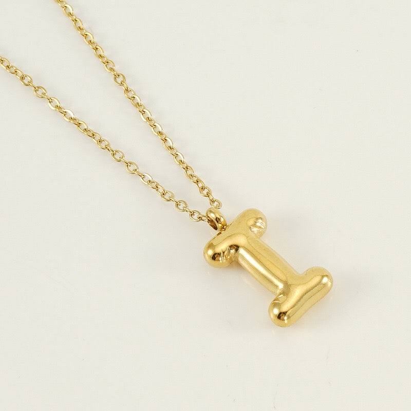 18K Gold Balloon Initial Pendant Necklace