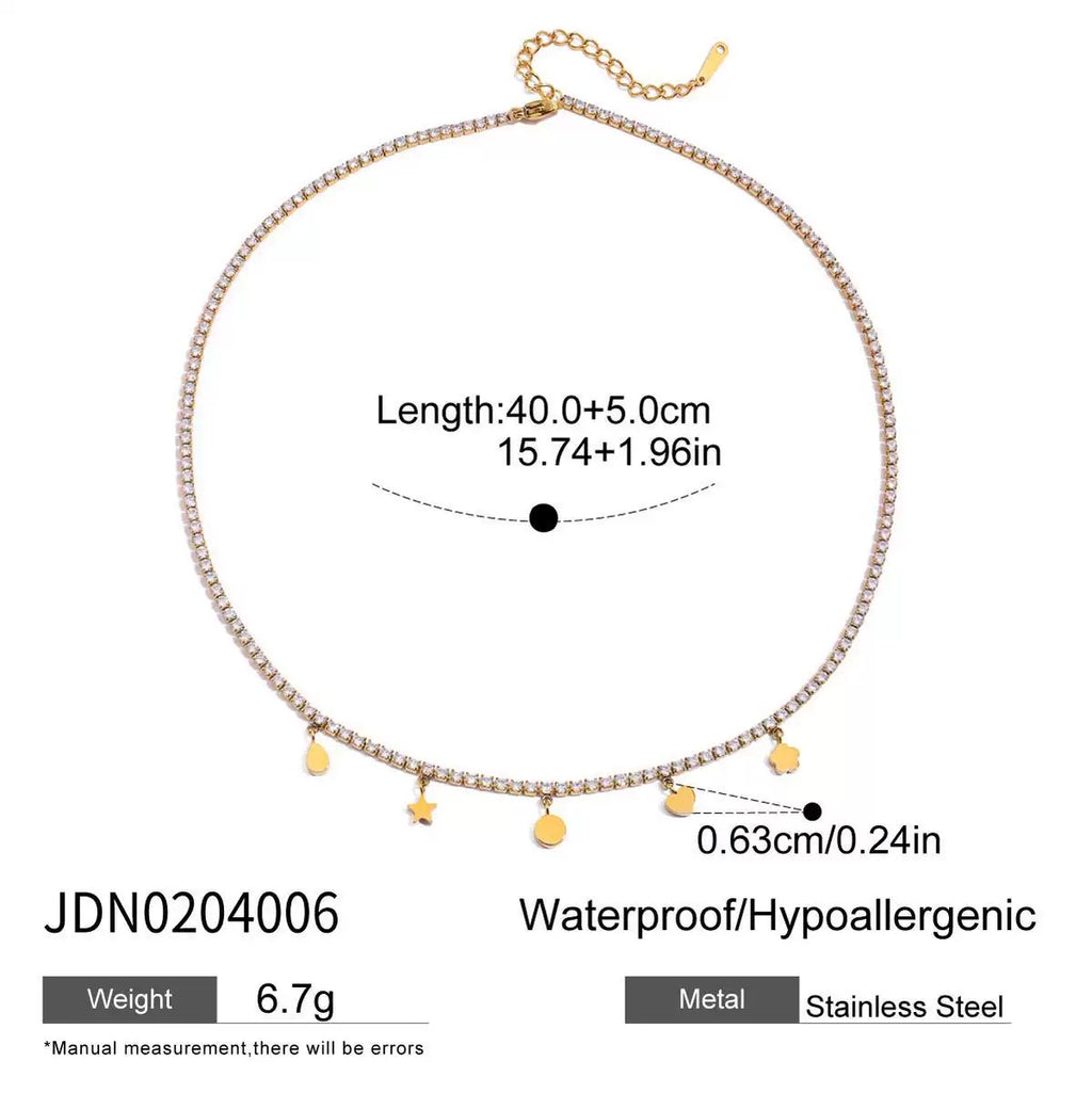 18K Gold Dream Girl Star Heart Tennis Chain Bracelet