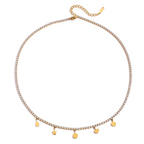 18K Gold Dream Girl Star Heart Tennis Chain Necklace & Tennis Bracelet Set