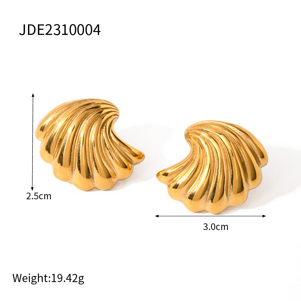 18K Gold Ocean Breeze Statement Stud Earrings