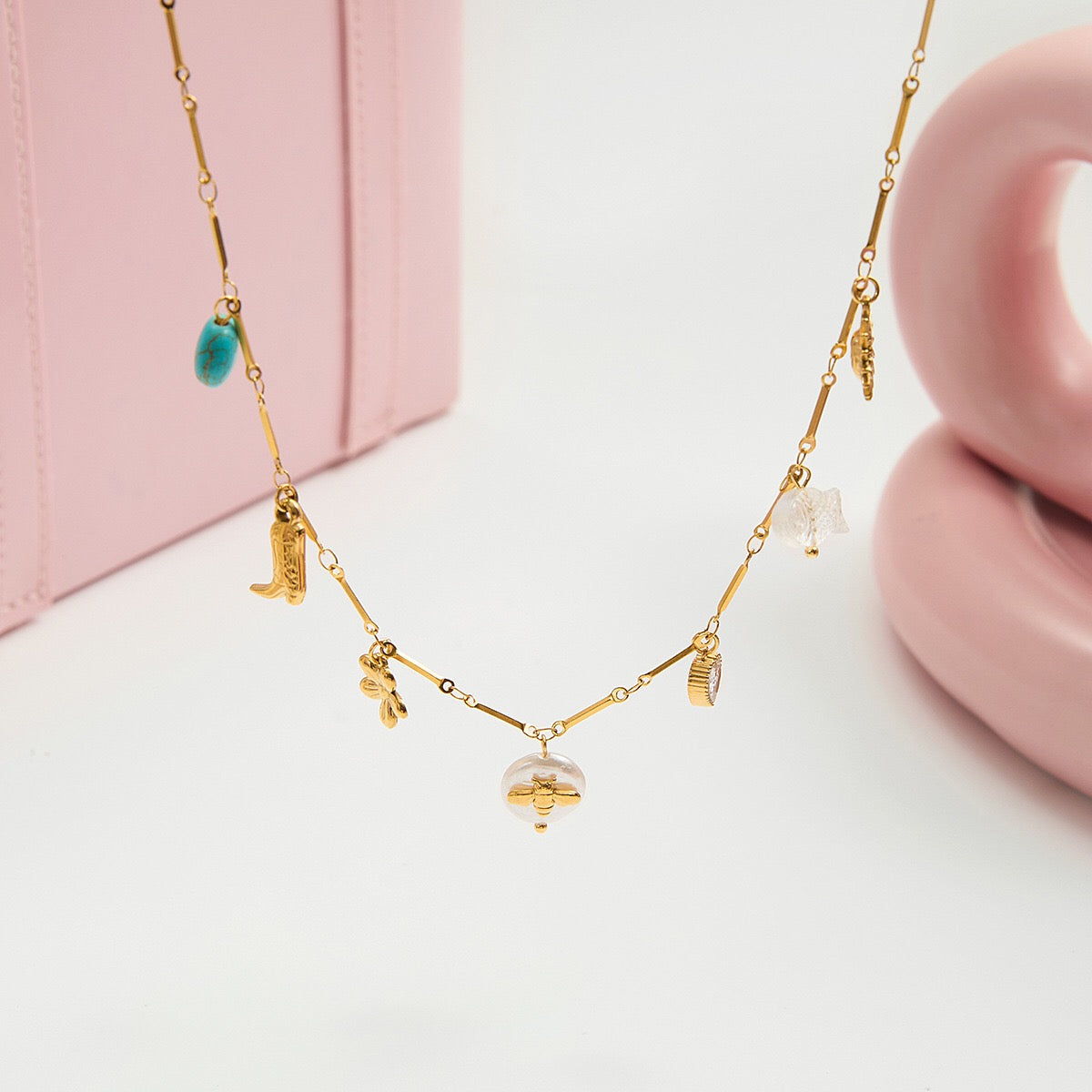 18K Gold Wicked West Cowgirl Charm Necklace