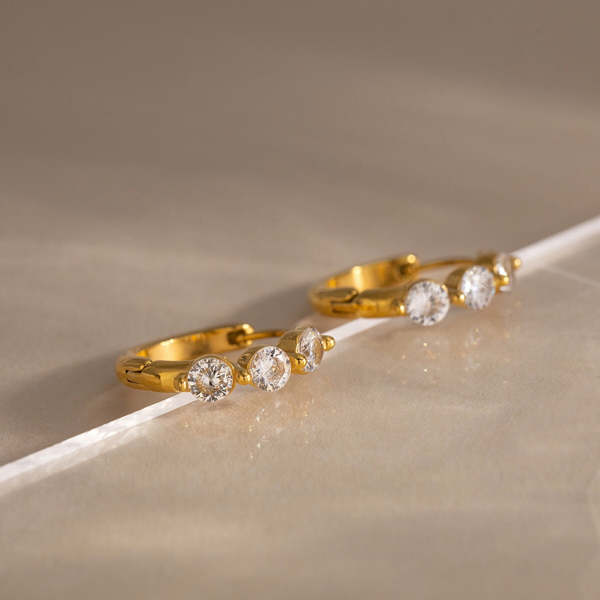 18K Gold Gleam Small Hoop Huggie Earrings