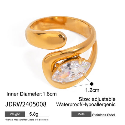 18K Gold Eternal Spark Statement CZ Cuff Ring