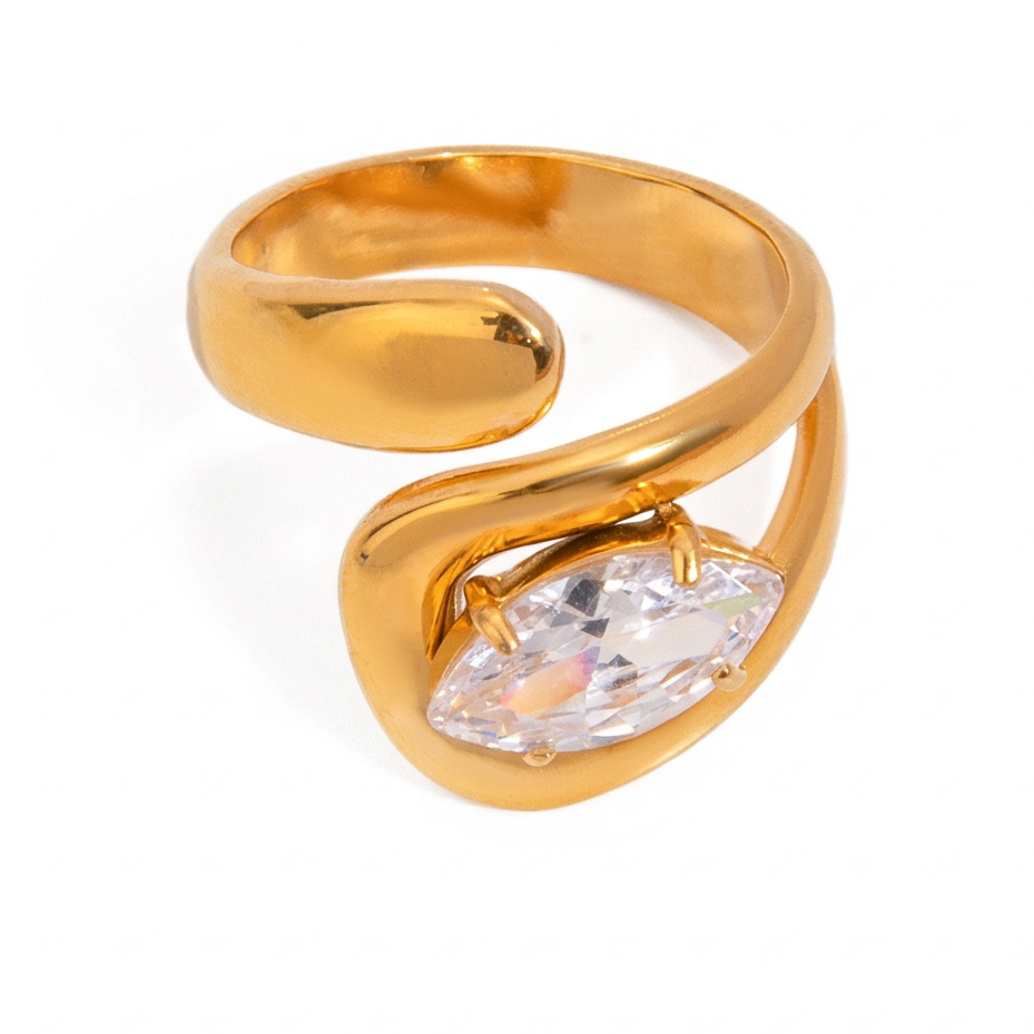 18K Gold Eternal Spark Statement CZ Cuff Ring