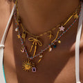 18K Gold Lavender Summer Sun Bow Chaim Layered Necklace Set
