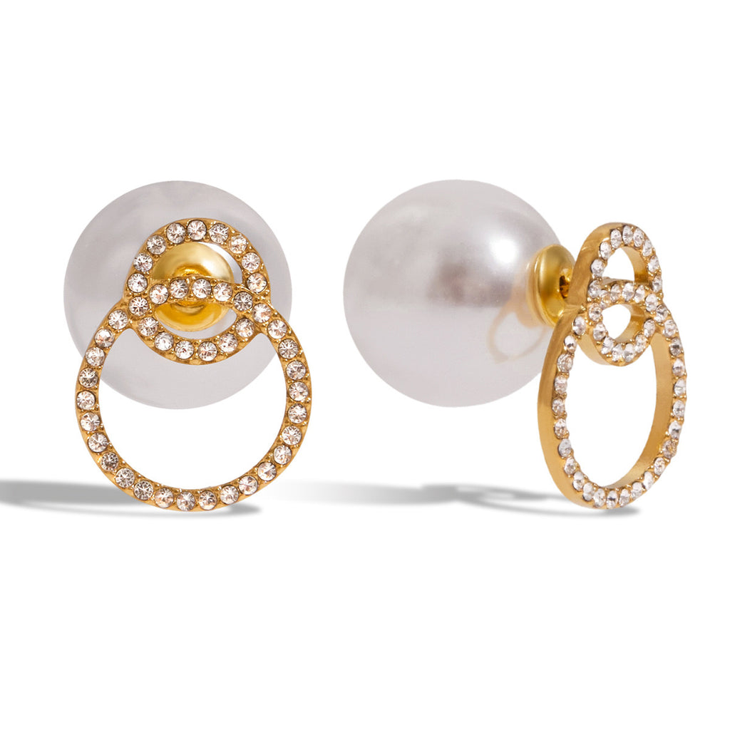 18K Gold Extra Bling Stud Earrings Ear Cuff Set