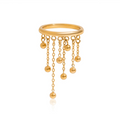 18K Gold Butterfly Safety Pin Tassle Charm Ring