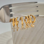 18K Gold Little Wonders Small Hoop Dangle Cartilage Huggie Earrings with Charm