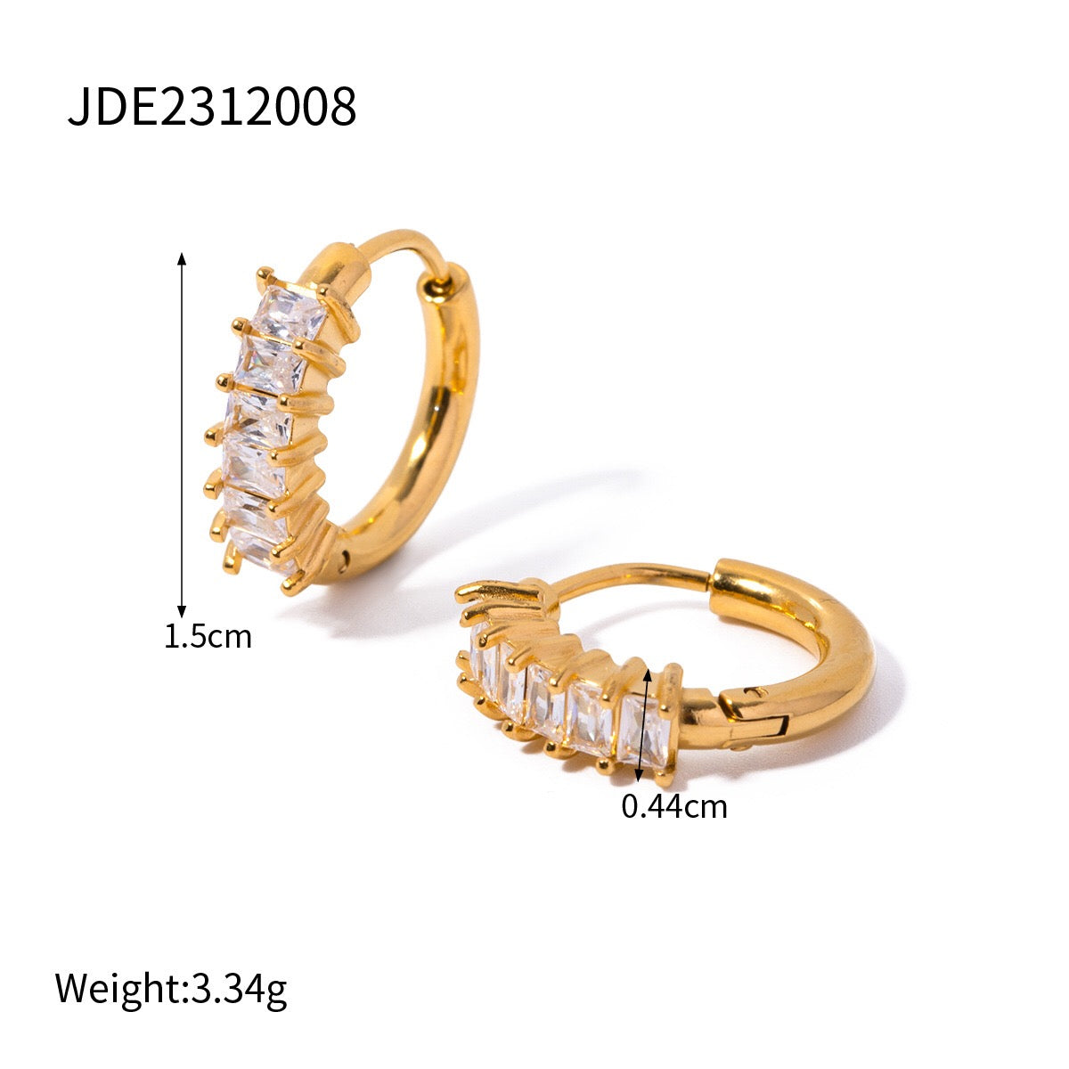 18K Gold Glory Bling Huggie Earrings Ear Cuff Set