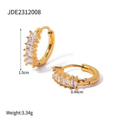 18K Gold Glory Bling Huggie Earrings Ear Cuff Set