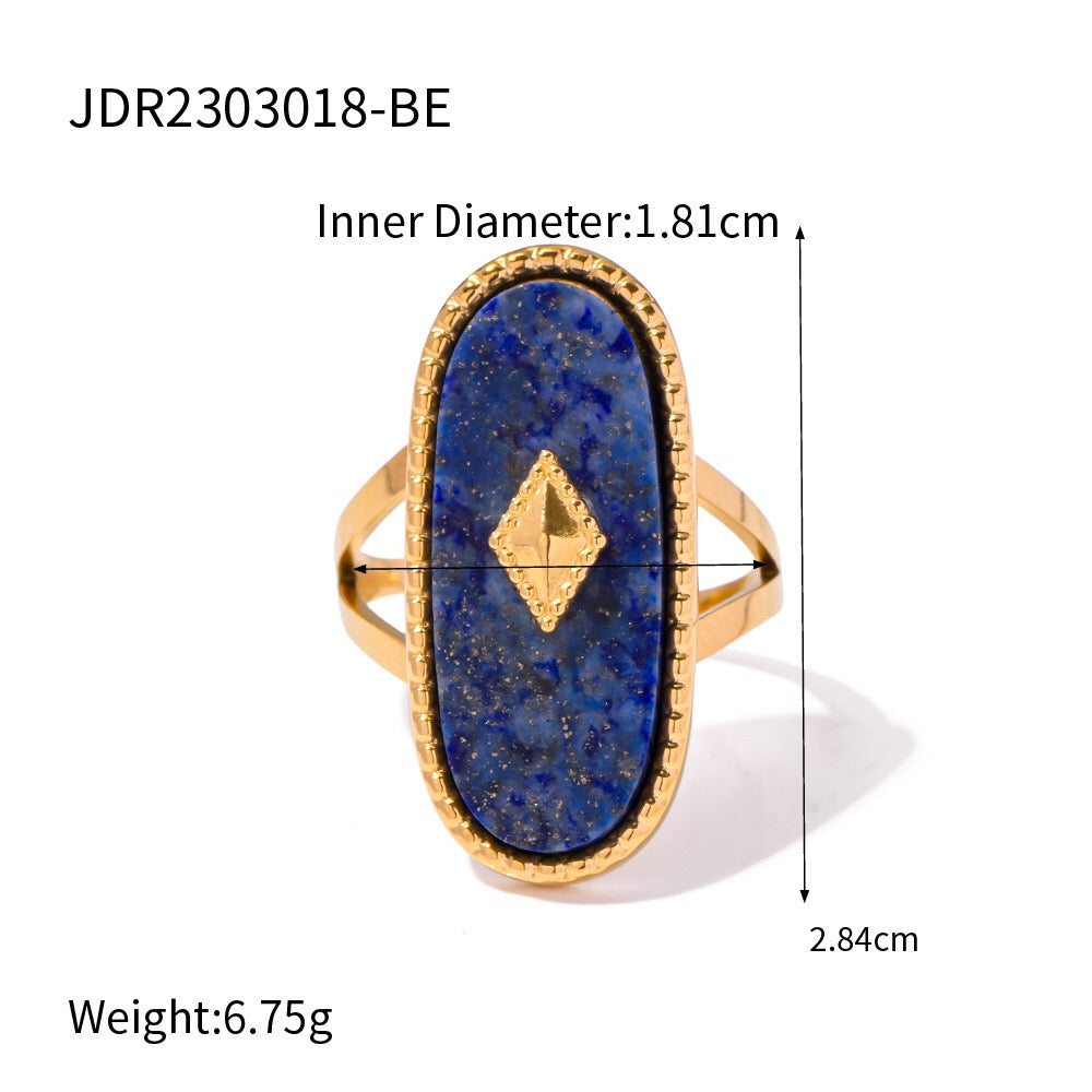 18K Gold Vintage Inspired Gemstone Statement Ring