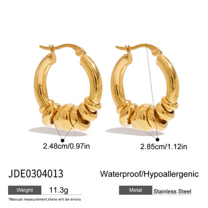18K Gold Linked Rings Small Hoop Huggie Earrings