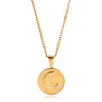 18K Gold Cosmic Desire Sun and Moon Double Side Coin Pendant Necklace